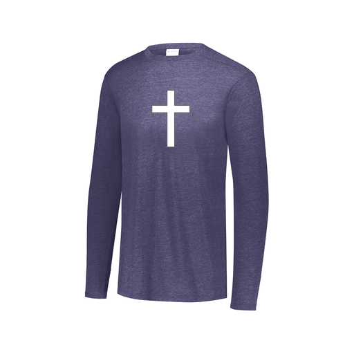[FTLCUBNV-AXS-LOGO3] Decker Men's Tri-Blend T-Shirt - Long Sleeve (Adult XS, Navy, Logo 3)