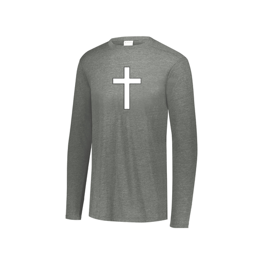[FTLCUBGY-YS-LOGO3] Decker Youth Tri-Blend T-Shirt - Long Sleeve (Youth S, Gray, Logo 3)