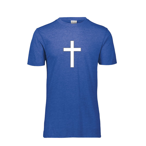 [FTSCUBRY-YS-LOGO3] Decker Youth Tri-Blend T-Shirt - Short Sleeve (Youth S, Royal, Logo 3)