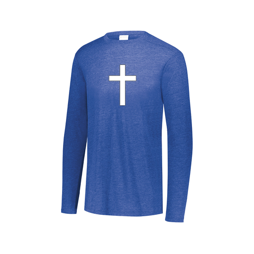 [FTLCUBRY-AXS-LOGO3] Decker Men's Tri-Blend T-Shirt - Long Sleeve (Adult XS, Royal, Logo 3)