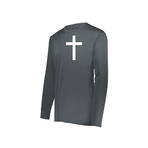 [222823.059.S-LOGO3] Youth LS Smooth Sport Shirt (Youth S, Gray, Logo 3)