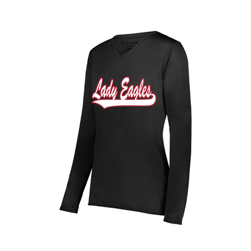 [222824.080.S-LOGO1] Ladies LS Smooth Sport Shirt (Female Adult S, Black, Logo 1)