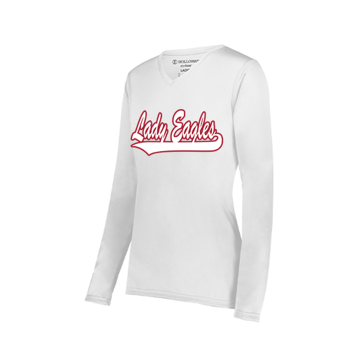 [222824.005.S-LOGO1] Ladies LS Smooth Sport Shirt (Female Adult S, White, Logo 1)