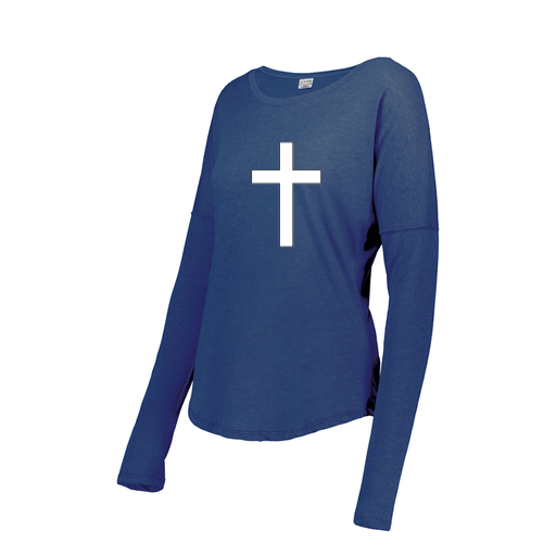 [FTLCUBRY-FAXS-LOGO3] Decker Women's Tri-Blend T-Shirt - Long Sleeve (Female Adult XS, Royal, Logo 3)
